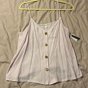 NWT pink and white stripe linen button up top